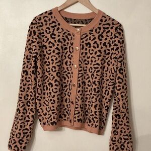 Leopard Print Cardigan Sweater - Women
